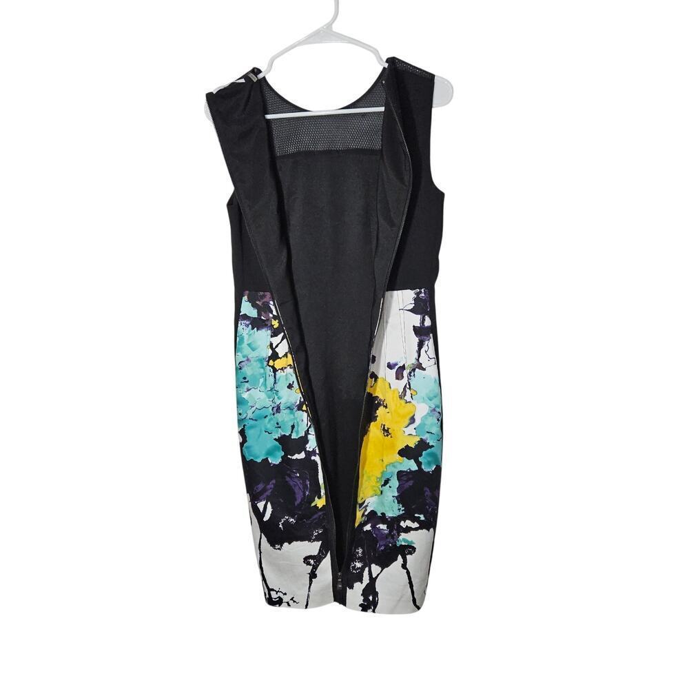 NWOT T Tahari Abstract Sleeveless Knee Length Bodycon Dress Size 2 XS - Picture 3 of 9